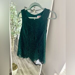 Lace Hunter Green Blouse